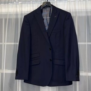 Navy Blue Slim-Fit Mens English Laundry Blazer with ticket pocket Size 42R.